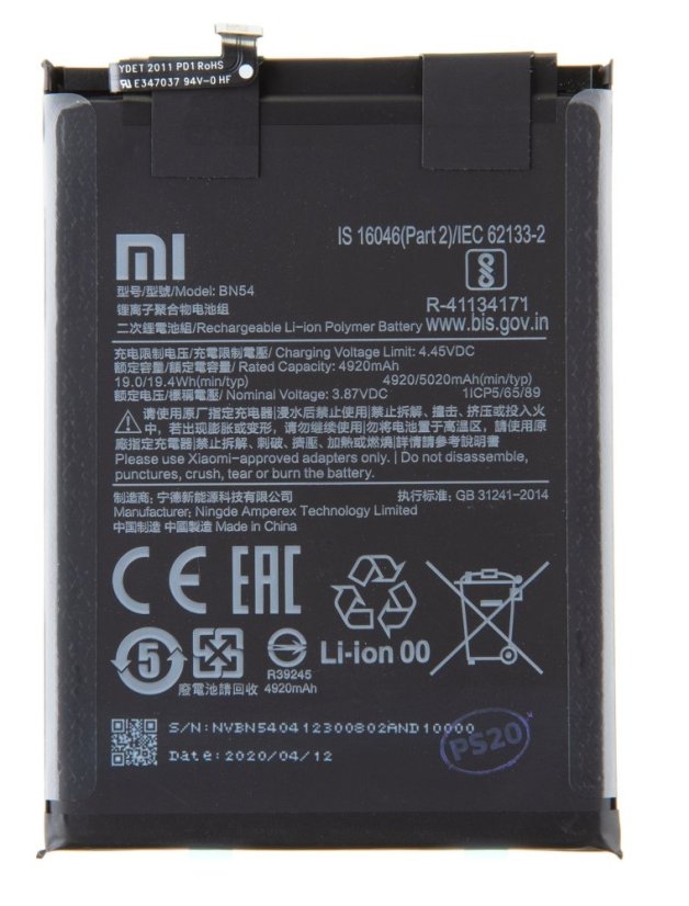 Xiaomi BN54 Original Batéria 5020mAh Service Pack0 