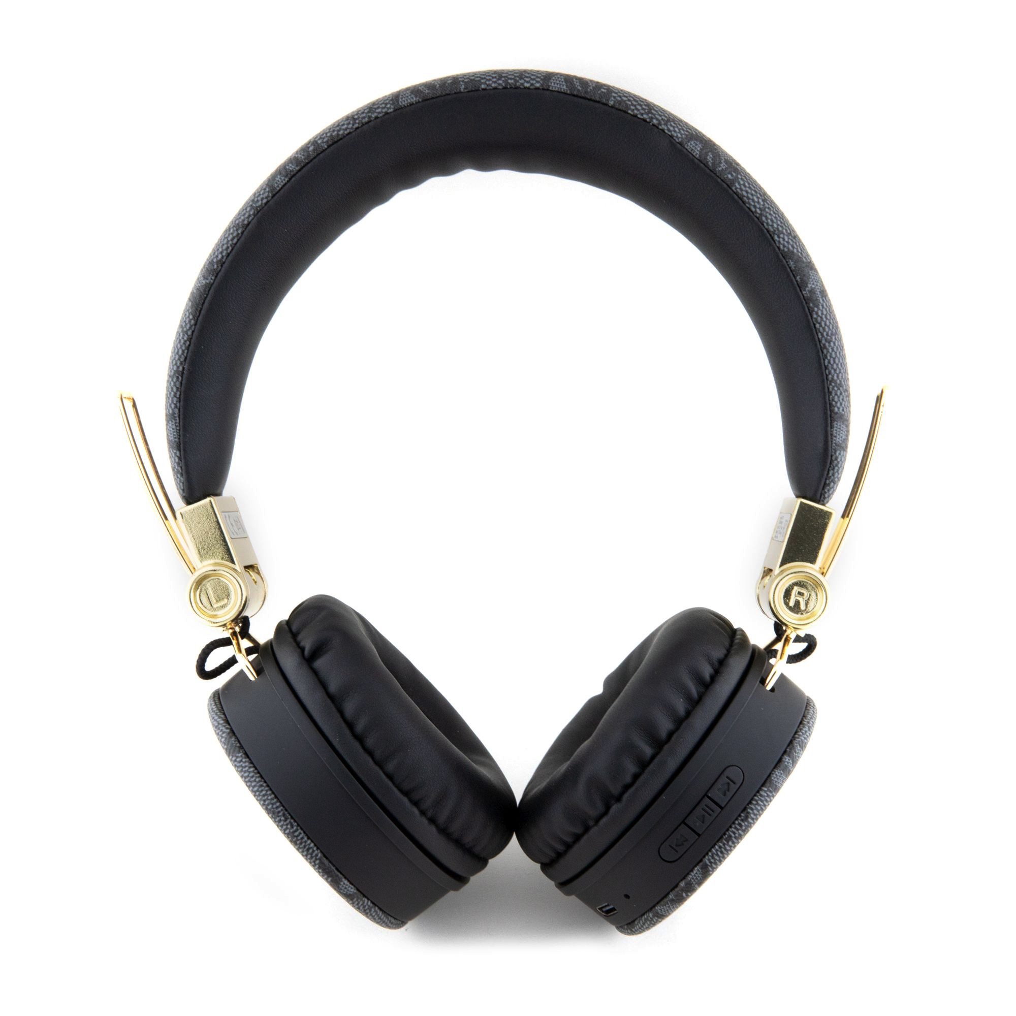 Slúchadlá Guess PU 4G Kožené čierno-zlaté2 