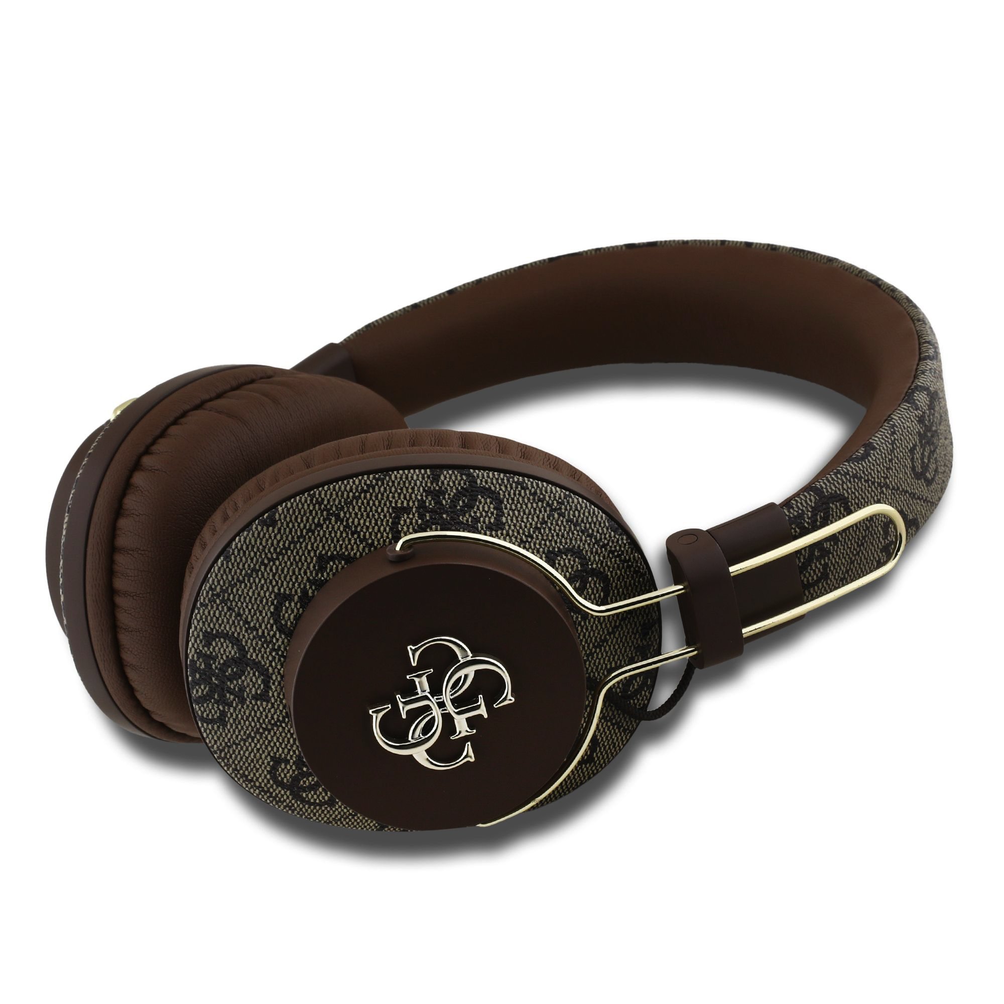 Slúchadlá Guess PU 4G Metal Logo ENC hnedé1 