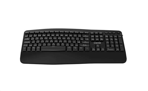Canyon HKB-W6, 2v1 bezdrôtová 2.4GHz/BT klávesnica, ergonomická s opierkou, vodeodolná, 104 klávesov, SK/CZ, čierna0 
