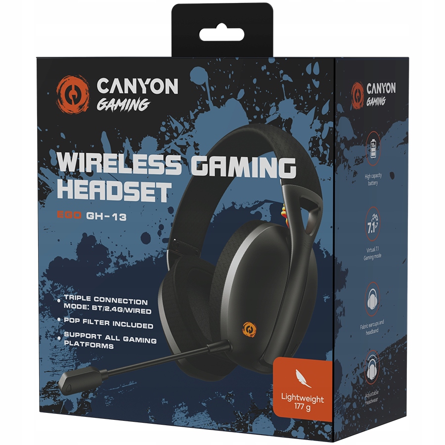 Sluchadla Canyon Ego GH-13, herné, Bluetooth, USB-C nabíjanie5 
