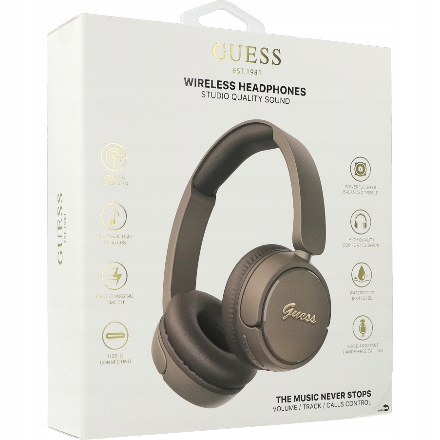 Sluchadla Guess Script Metal Logo Brown1 