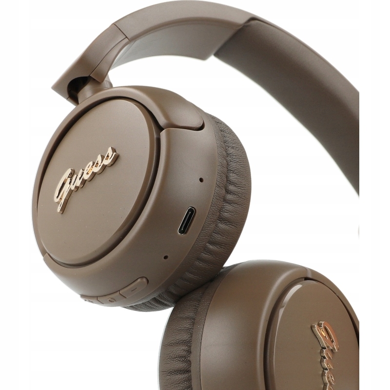 Sluchadla Guess Script Metal Logo Brown3 