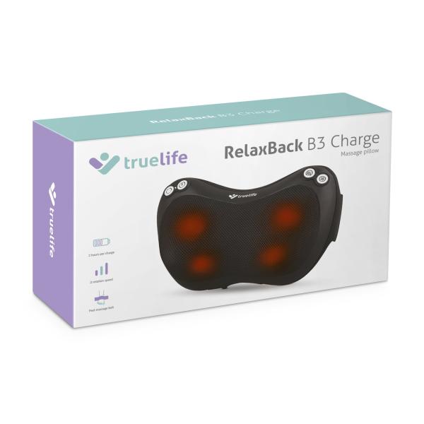 TrueLife RelaxBack B3 Charge - masážní polštář s dobíjecí baterií 