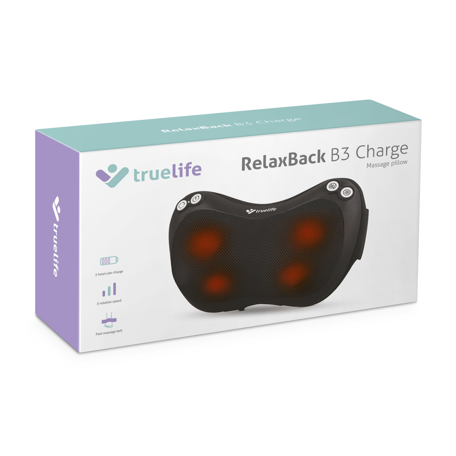 TrueLife RelaxBack B3 Charge - masážní polštář s dobíjecí baterií1 