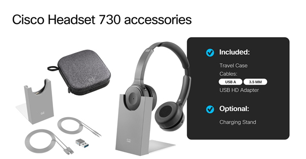 730 Wireless Dual On-ear Headset+Stand USB-A Bundle-Carbon 
