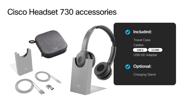 730 Wireless Dual On-ear Headset+Stand USB-A Bundle-Platinum 