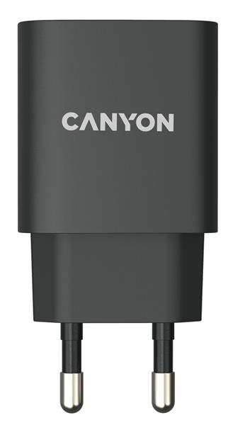 Canyon H-20-02, vysokorýchlostná univerzálna nabíjačka do steny 1xUSB-C, 20W, PD, čierna 