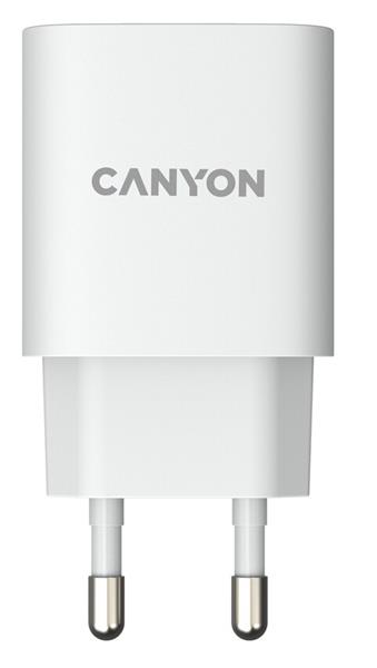 Canyon CNE-CHA20W04, vysokorýchlostná univerzálna nabíjačka do steny 1xUSB-C, 20W, PD + 1xUSB-A, 20W, QC-3 