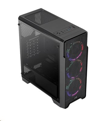 Aerocool Ore Saturn FRGB, skrinka ATX, CR, 3x RGB LED ventilátory, čierna 
