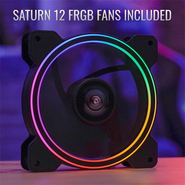 Aerocool Ore Saturn FRGB, skrinka ATX, CR, 3x RGB LED ventilátory, čierna 