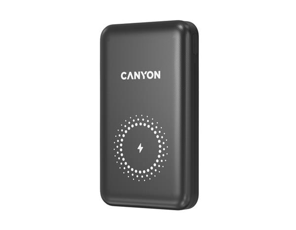 Canyon PB-1001, Powerbank, Li-Pol, 10.000 mAh, Vstup: 1x USB-C, 1x Lightning, Výstup: 1x USB-A, 1x USB-C, bezdr. nab 10W 