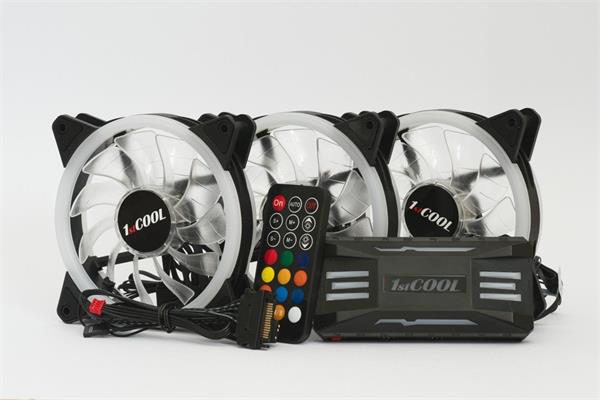 1stCOOL KIT AURA EVO 2 ARGB, 3x Dual Ring 120mm ventilátor + ARGB radič + diaľkový ovládač 