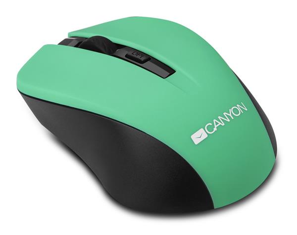 Canyon MW-1, Wireless optická myš USB, 800/1000/1200 dpi, zeleno-čierna 