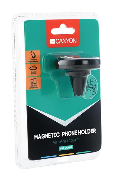 Canyon CH-2, magnetický držiak pre smartfóny s uchytením do mriežky ventilátora automobilu 