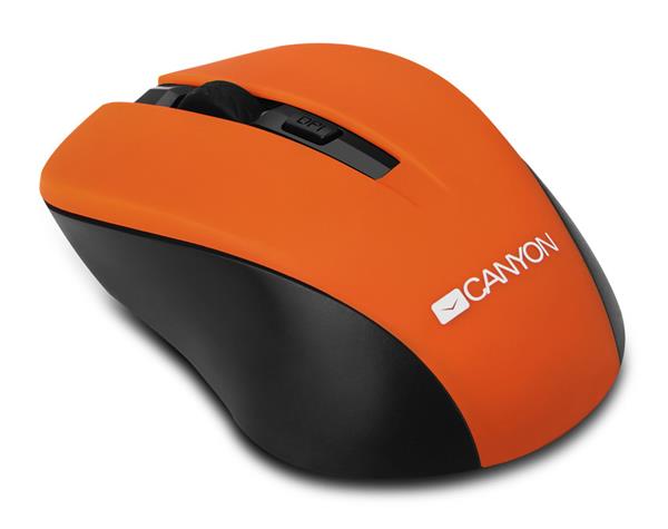 Canyon MW-1, Wireless optická myš USB, 800/1000/1200 dpi, oranžovo-čierna 