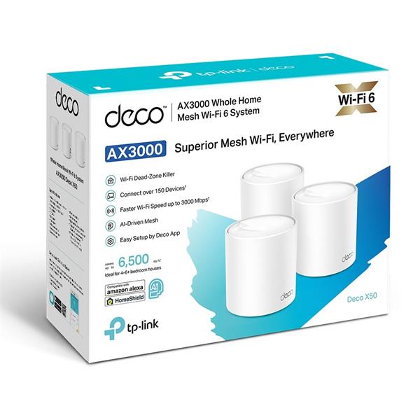 TP-LINK "AX3000 Whole Home Mesh Wi-Fi 6 SystemSPEED: 574 Mbps at 2.4 GHz + 2402 Mbps at 5 GHzSPEC: 2× Internal Antenna 