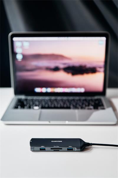 Canyon DS-15, Multiport Docking Station, 8 portov, 1xUSB-C 100W+2xUSB3.0+1x USB2.0+ 1xHDMI+1xRJ45+čítačka kariet 