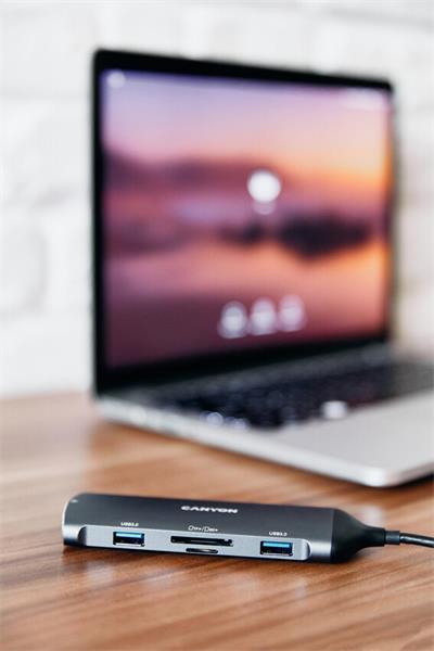 Canyon DS-15, Multiport Docking Station, 8 portov, 1xUSB-C 100W+2xUSB3.0+1x USB2.0+ 1xHDMI+1xRJ45+čítačka kariet 