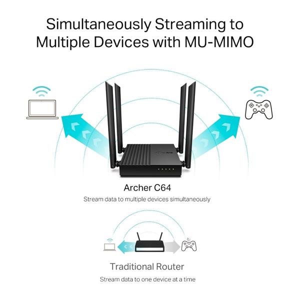 TP-LINK "AC1200 Dual-Band Wi-Fi RouterSPEED: 400 Mbps at 2.4 GHz + 867 Mbps at 5 GHzSPEC: 4× Antennas, 1× Gigabit WAN  