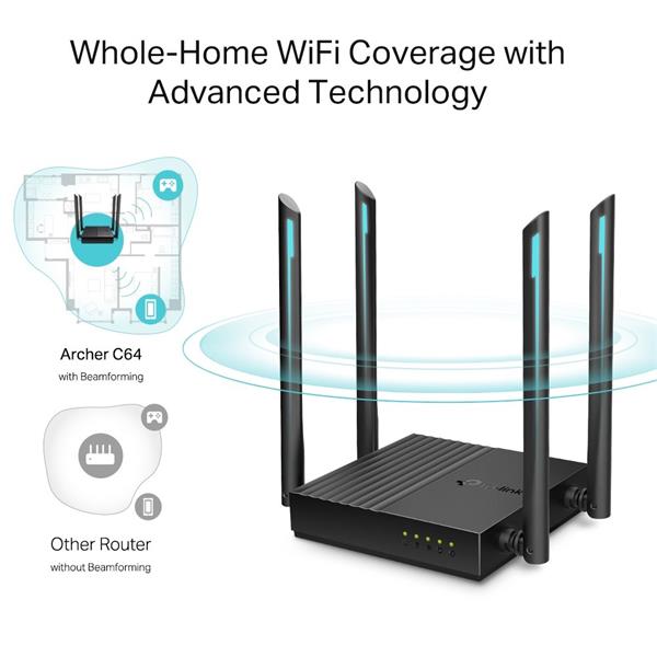 TP-LINK "AC1200 Dual-Band Wi-Fi RouterSPEED: 400 Mbps at 2.4 GHz + 867 Mbps at 5 GHzSPEC: 4× Antennas, 1× Gigabit WAN  