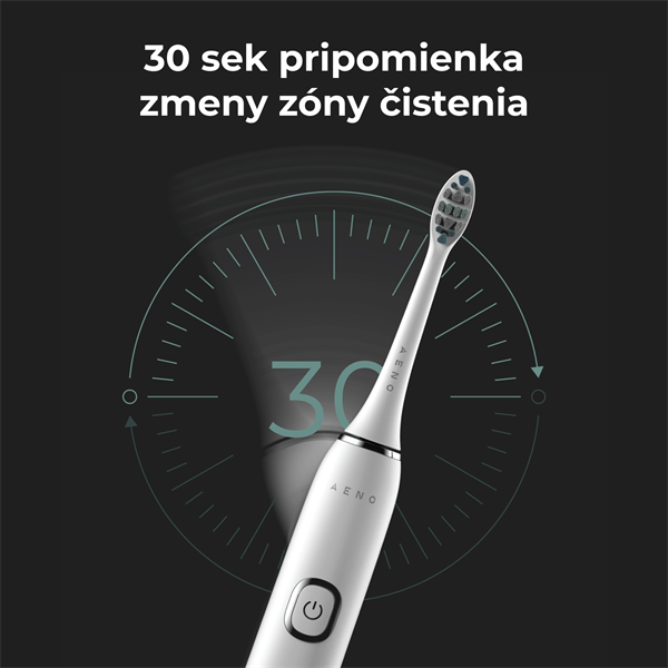 AENO sonická zubná kefka DB3, Biela, 4 hlavice kefky + cestovne puzdro, DUPONT, 40000 rpm, 3 mody 