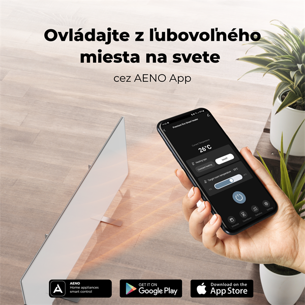 AENO AGH1S Premium Eco Smart Ohrievač, Biely, WI-FI, max 700W, Infra 