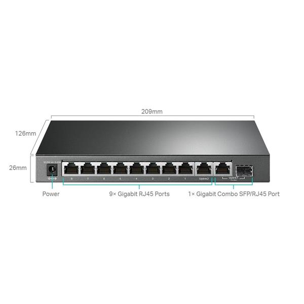 TP-LINK "10-Port Gigabit Easy Smart Switch with 8-Port PoE+PORT: 8× Gigabit PoE+ Ports, 2x Gigabit Non-PoE Ports, 1× Co 