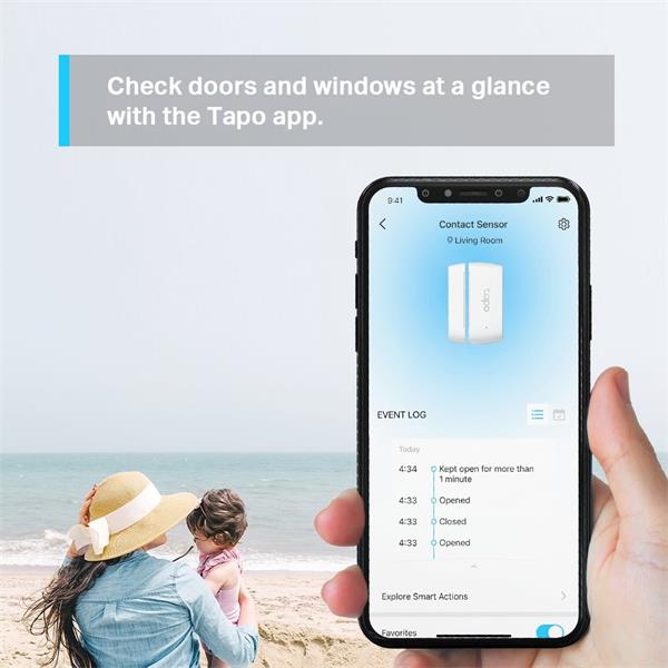 TP-LINK "Smart Door/Window SensorSPEC: 868 MHz, battery powered(1*CR2032), 3M tape pasteFeature: Tapo smart app, Tapo  