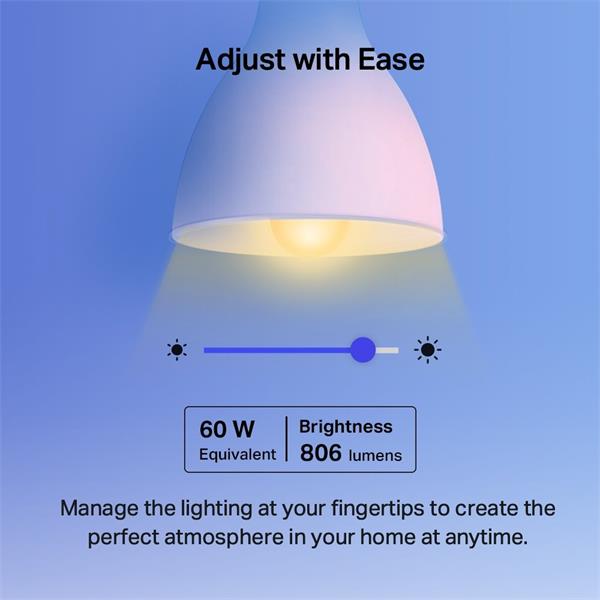 TP-LINK "Smart Wi-Fi Light Bulb, Multicolor, 2-PackSPEC: E27, 220–240 V, Brightness 806 lm, Max Operation Power 8.7W, 1 