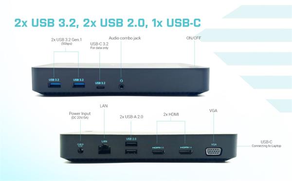 i-tec USB 3.0/USB-C/TB, 3x Video Docking Station Power Delivery 100W 