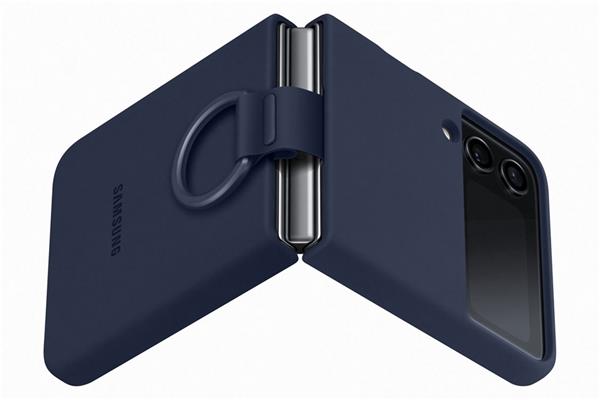 Samsung Silikonový kryt s držiakom na prst pre Z Flip4 tmavo-modrý 