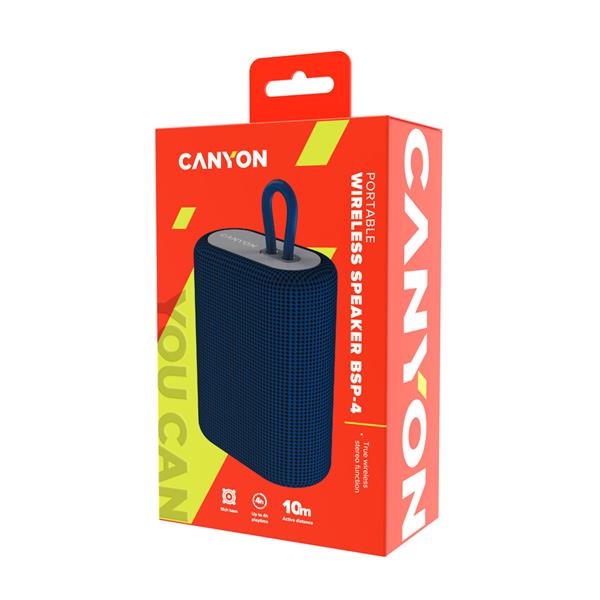 Canyon BSP-4, Bluetooth v 5.0 reproduktor, USB-C rýchle nabíjanie, TF Card, FM, modrý 