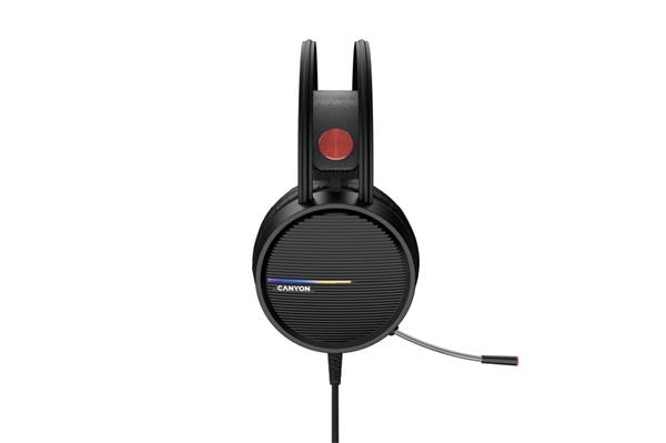 Canyon GH-8A, Interceptor herný headset pre náročných hráčov, USB / 2x 3.5mm jack, čierny 