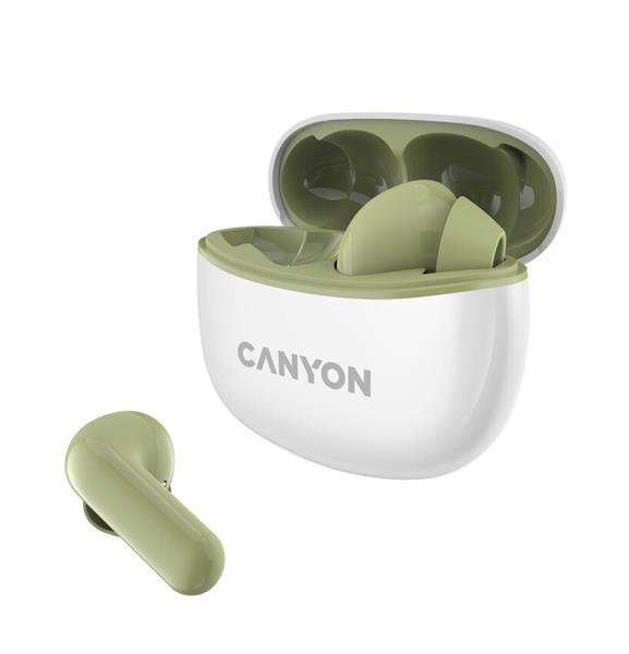 Canyon TWS-5, True Wireless Bluetooth slúchadlá do uší, nabíjacia stanica v kazete, zelené 