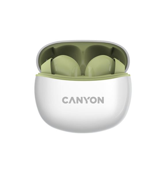 Canyon TWS-5, True Wireless Bluetooth slúchadlá do uší, USB-C nabíjanie, nabíjacia stanica v kazete, zelené 