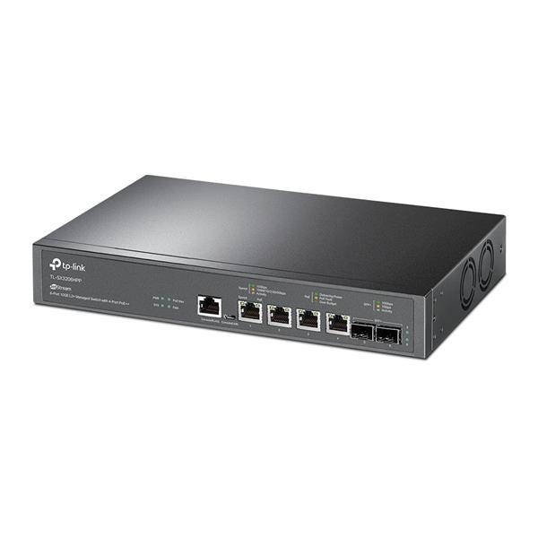 TP-LINK "JetStream™ 4-Port 10GBase-T and 2-Port 10GE SFP+ L2+ Managed Switch with 4-Port PoE++PORT: 4× 10G PoE++ Ports, 