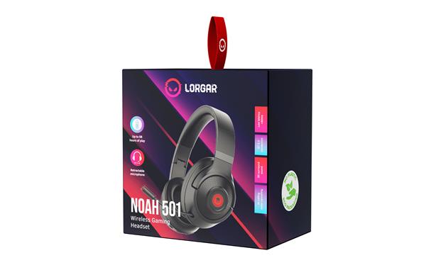 Lorgar Noah 501, Bluetooth herný headset, skladací dizajn, 1.000 mAh  vysokokapacitný akumulátor 