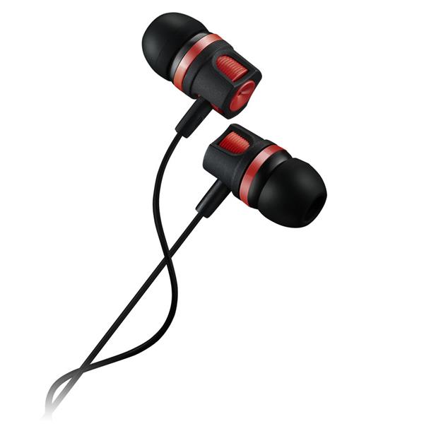 Canyon EP-3, pohodlné slúchadlá do uší, pre smartfóny, integr. mikrofón a ovládanie, čierne + červené prvky 