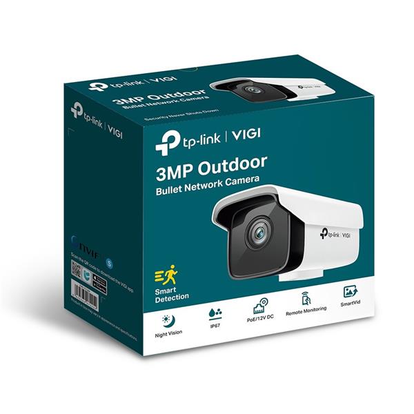 TP-LINK VIGI "3MP Outdoor Bullet Network CameraSPEC:H.265+/H.265/H.264+/H.264, 1/2,8“ Progressive Scan CMOS, Color/0.1  