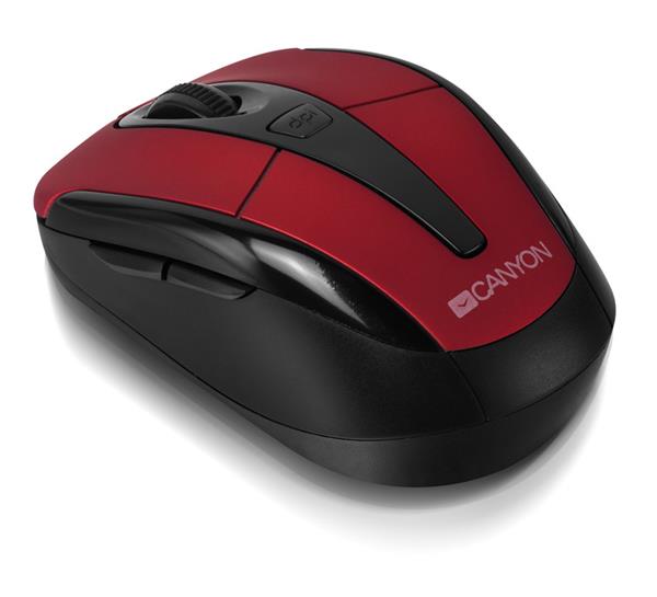Canyon MSO-W6, Wireless optická myš USB, kompaktná, vhodná k notebookom, 1.600dpi, 6 tlač., červená 