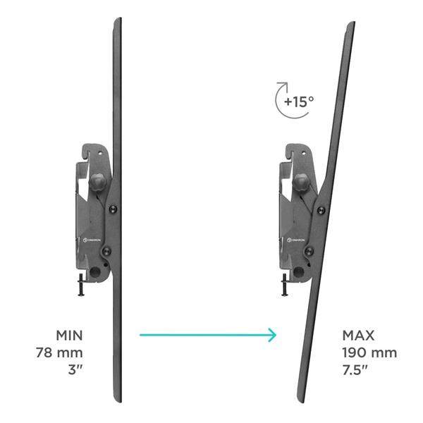 ONKRON TV náklopný držiak na stenu, 55 až 100", max 75 kg, čierny 