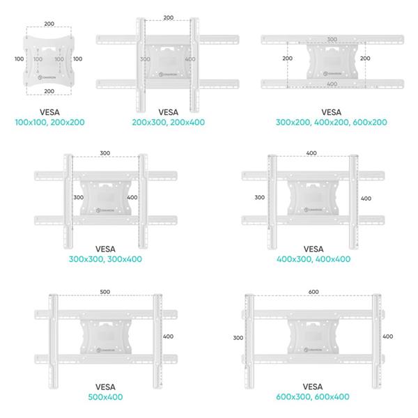ONKRON TV OLED vysúvny a otočný držiak na stenu 40"až 75" , max 68 kg, biely 