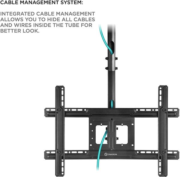 ONKRON TV Stropný držiak s nastaviteľnou výškou pre 32 až 80-palcové LED TV, VESA 600x400, 65KG, čierny 