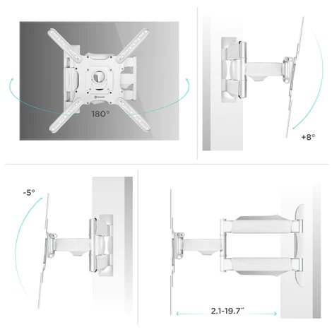 ONKRON TV vysúvny a otočný držiak na stenu 32"až 65" , VESA 400x400, max 35 kg, biely 