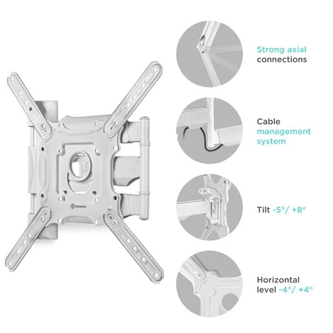 ONKRON TV vysúvny a otočný držiak na stenu 32"až 65" , VESA 400x400, max 35 kg, biely 