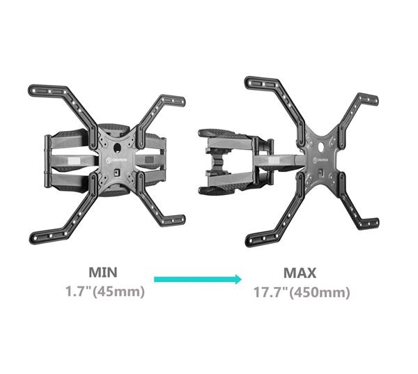 ONKRON TV vysúvny a otočný držiak na stenu 37"až 70", VESA 600x400,  max 40 kg, čierny 