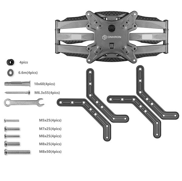 ONKRON TV vysúvny a otočný držiak na stenu 37"až 70", VESA 600x400,  max 40 kg, čierny 