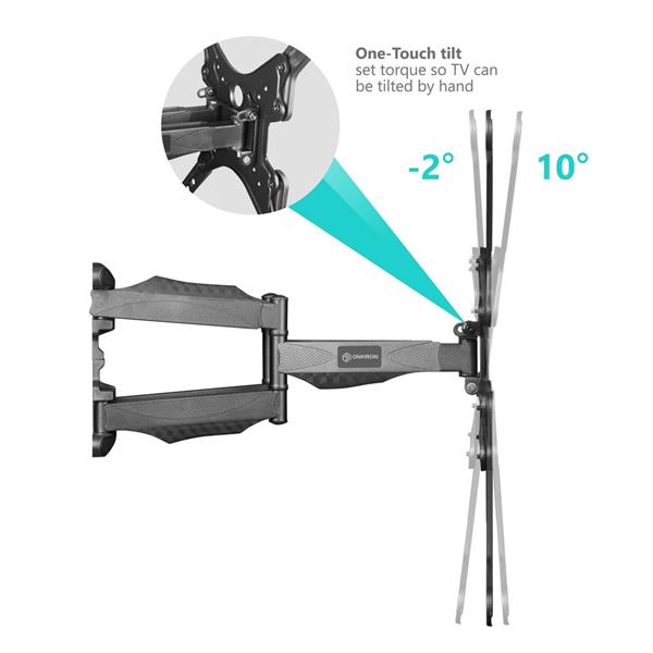 ONKRON TV vysúvny a otočný držiak na stenu 37"až 70", VESA 600x400,  max 40 kg, čierny 