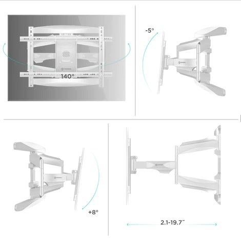 ONKRON TV OLED vysúvny a otočný držiak na stenu 40"až 75" , max 46 kg, biely 